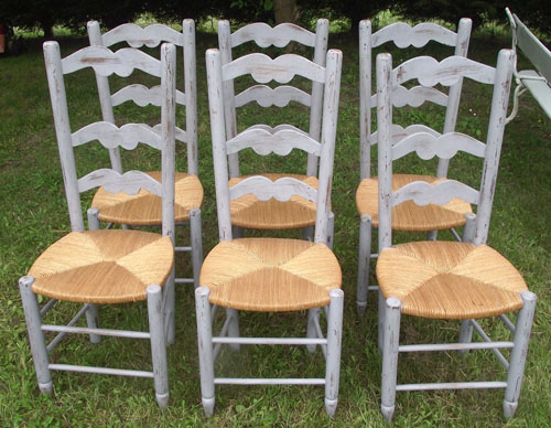 6 old French country style chairs